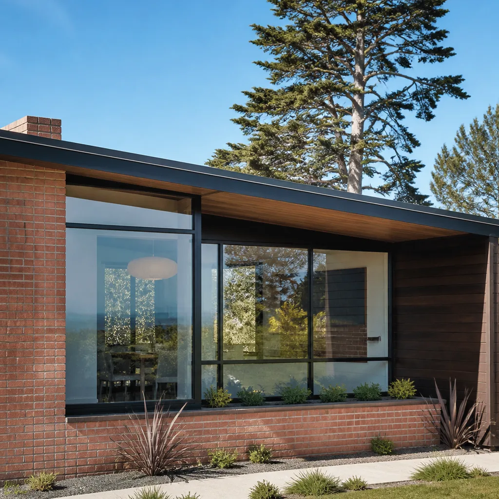 Modern home exterior with professionally installed glass windows